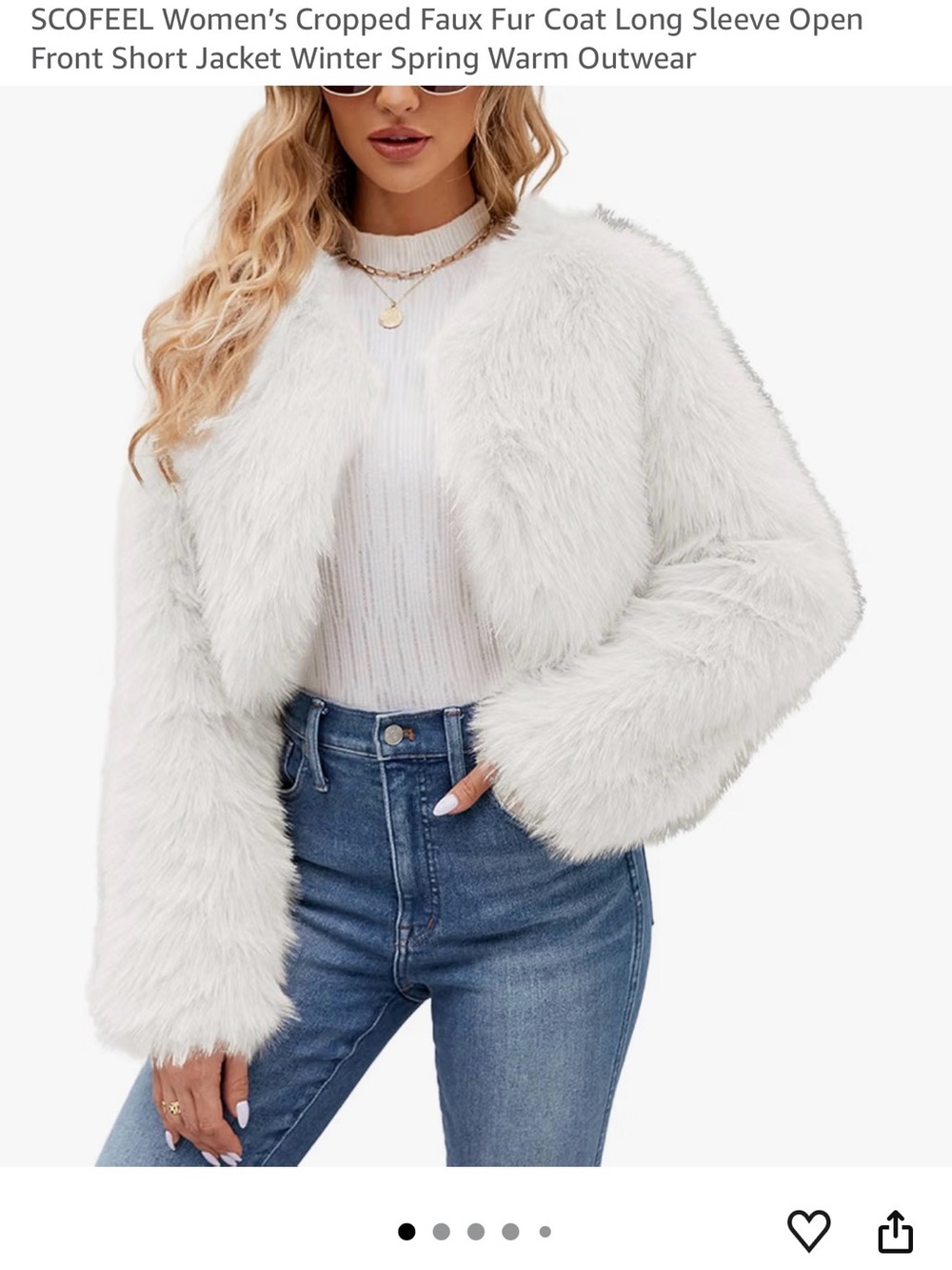 Scof White Cropped Faux Fur Jacket